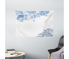 Peony Rose Buds Wide Tapestry