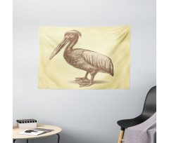 Sketchy Pelican Wide Tapestry