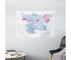 Funny Happy Cartoon Wide Tapestry