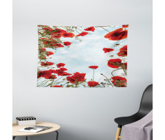 Meadow Flowers Cottage Wide Tapestry