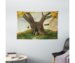 Cosy Tree Tunk Autumn Wide Tapestry
