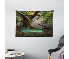 Enchanted Tree Fort Pond Wide Tapestry