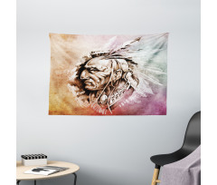 American Native Sketch Wide Tapestry