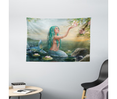 Mermaid and Magnolias Wide Tapestry