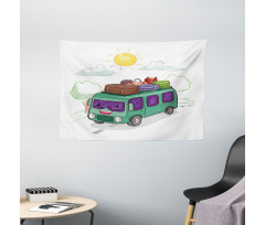 Bus Filled with Luggage Wide Tapestry