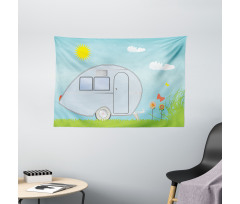 Summer Vacation Theme Wide Tapestry