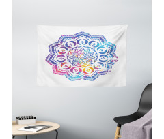 Mandala Effect Soft Colors Wide Tapestry