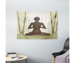 Yoga in Bamboo Stems Wide Tapestry