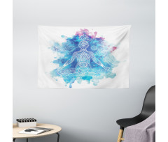 Damask Stencil Mandala Wide Tapestry