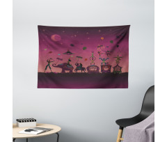Circus Crowd Travelling Wide Tapestry