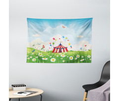 Sunny Sky Grass Tent Wide Tapestry