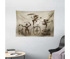 Acrobats and Magician Wide Tapestry