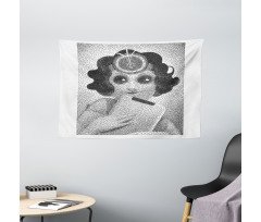 Pointillistic Pencil Art Wide Tapestry