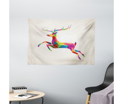 Colorful Fractal Deer Wide Tapestry