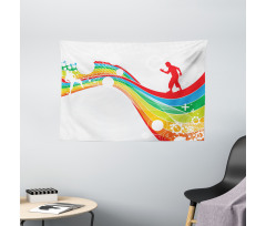 Men on a Wave Wide Tapestry
