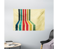 Vintage Colorful Strips Wide Tapestry