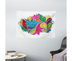 Vibrant Colorful Leaves Wide Tapestry