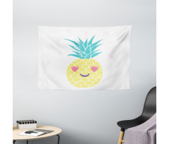 Heart Eyes Pineapple Wide Tapestry