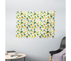 Cartoon Fruits Pineapples Wide Tapestry