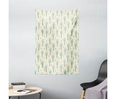 Cartoon Forest Cactus Tapestry