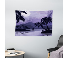 Caribbean Island Night Wide Tapestry