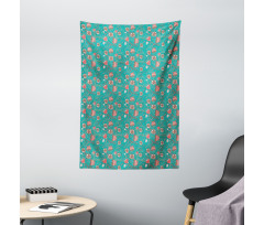 Abstract Flowers Dots Tapestry
