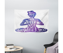 Female Silhouette Words Wide Tapestry