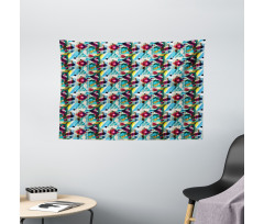 Grungy Geometric Art Wide Tapestry