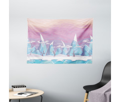 Cartoon Ice Mountains Wide Tapestry
