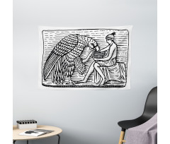 Greek Man and Eagle Wide Tapestry