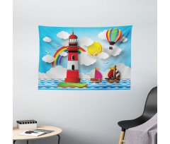 Kids Coast Cartoon Wide Tapestry