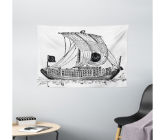 Chinese Sailboat Wide Tapestry