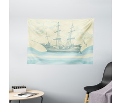 Ship Waves Clouds Wide Tapestry