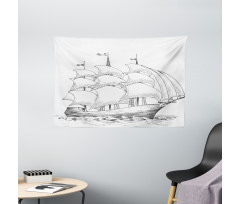 Medieval Ship Sea Wide Tapestry
