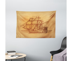 Marine Frigate Art Wide Tapestry