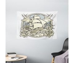 Ship Ornament Art Wide Tapestry