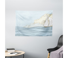 Doodle Style Ocean Wide Tapestry