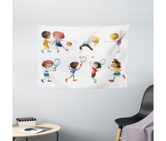 Exercising Children Wide Tapestry