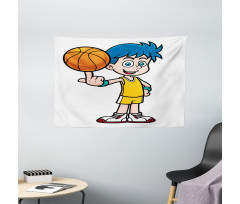 Boys Basketball Wide Tapestry