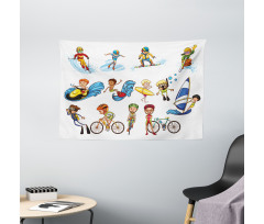 Surfing Cycling Wide Tapestry