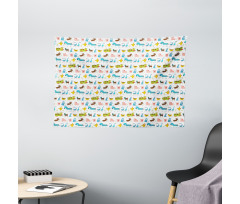 Doodle Farm Animals Cow Wide Tapestry