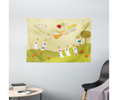 Fairy Flying over City Wide Tapestry