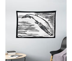 Vintage Style Sea Mammal Wide Tapestry