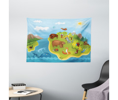 Happy Planet Mountains Wide Tapestry
