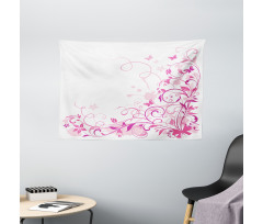 Swirls Butterflies Leaves Wide Tapestry