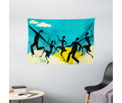 Grunge Silhouette Dancing Wide Tapestry