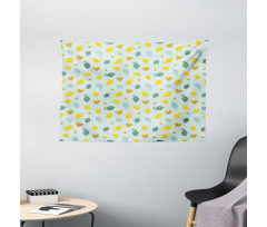 Scribbled Lemon Design Wide Tapestry