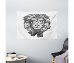 Hipster Animal in Glasses Wide Tapestry