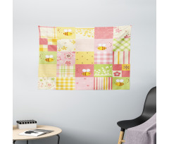 Floral and Geometric Tiles Wide Tapestry