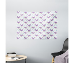 Lullaby Themed Birds Wide Tapestry